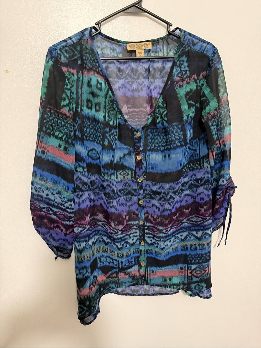 Nine West Vintage American Collection Button-Front Boho Blouse